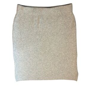 Daily Ritual Women's Heather Gray Ribbed Sweater Midi Skirt Elastic Waist XL